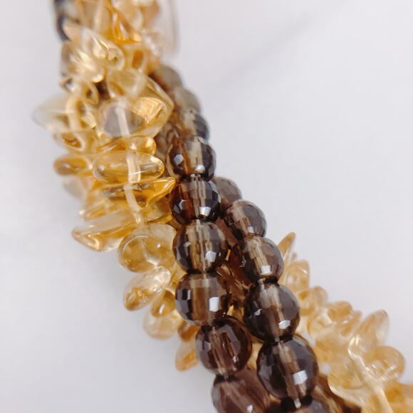 VTG Necklace Sterling Clasp Citrine and Smoky Quartz Beads, 90s Choker, Princess - Picture 6 of 10